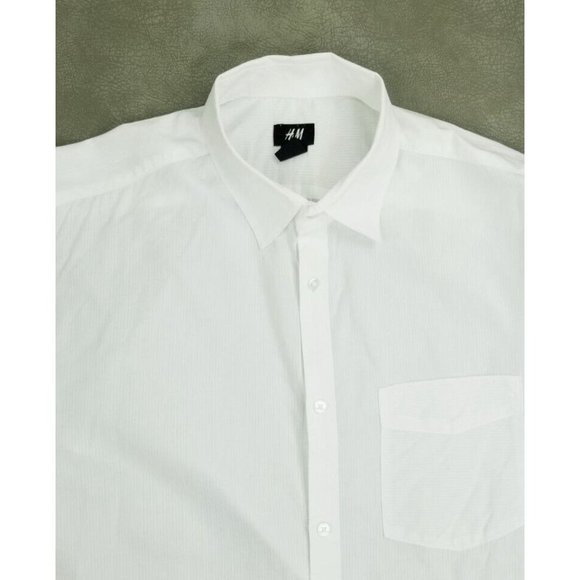 H&M Shirts Hm Size Large Mens White Long Sleeve Ribbed Style Pocket